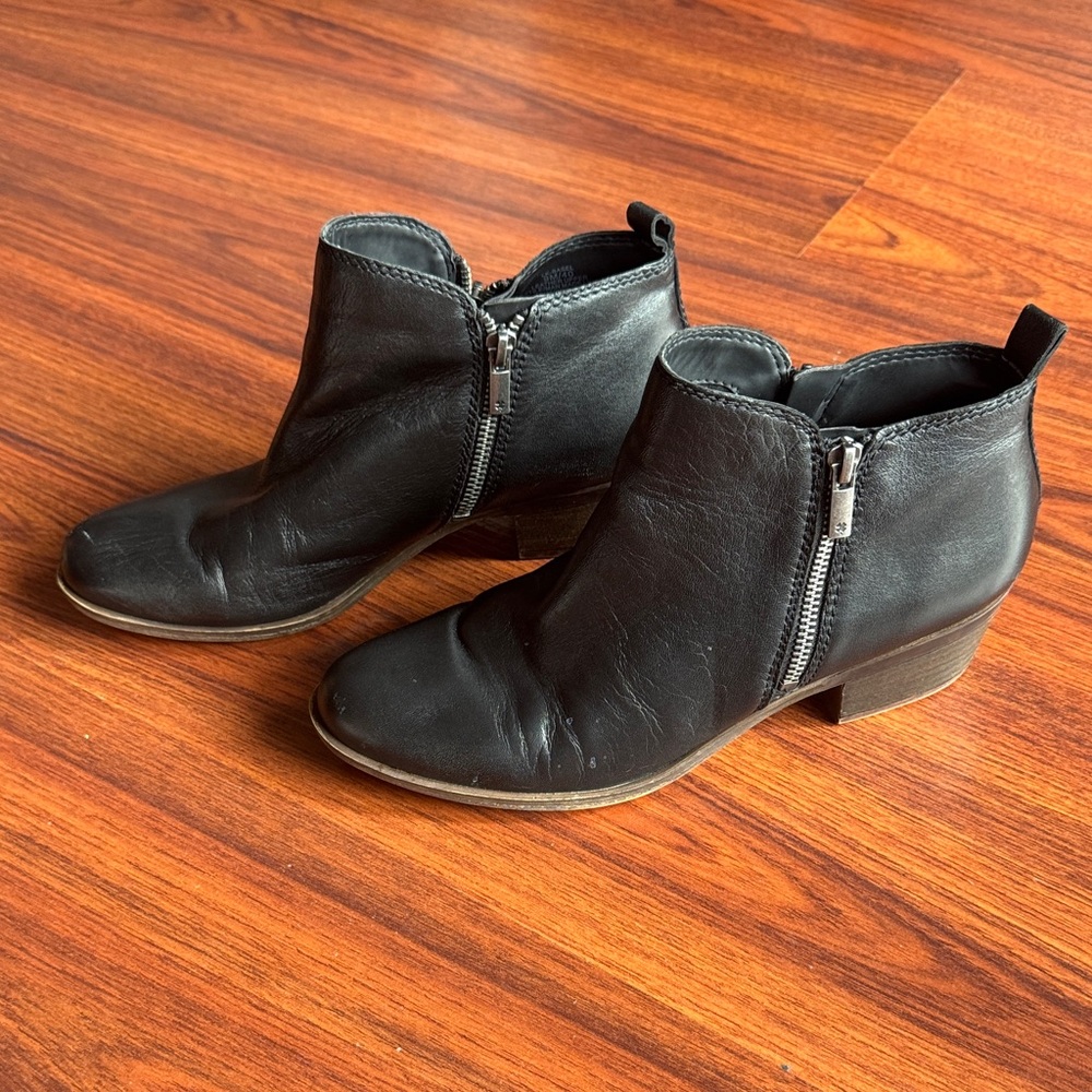 Lucky Black Leather Ankle Boots